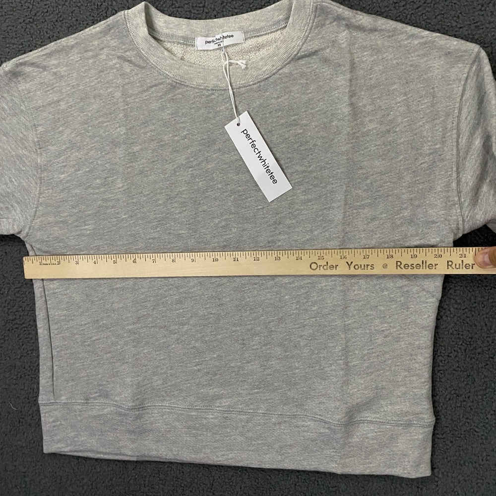 Perfectwhitetee Sweatshirt Womens XS Heather Gray French Terry Soft Lounge USA - Picture 6 of 9